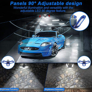 Three-Leaf Foldable LED Garage Light, 360-Degree Deformable Ceiling Light (60W 6000 Lumens)