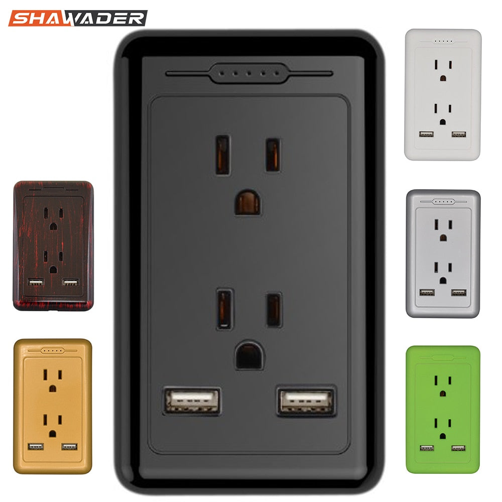Outlet with Dual USB Charger Electrical Socket 15A Tamper Resistant Duplex Receptacle
